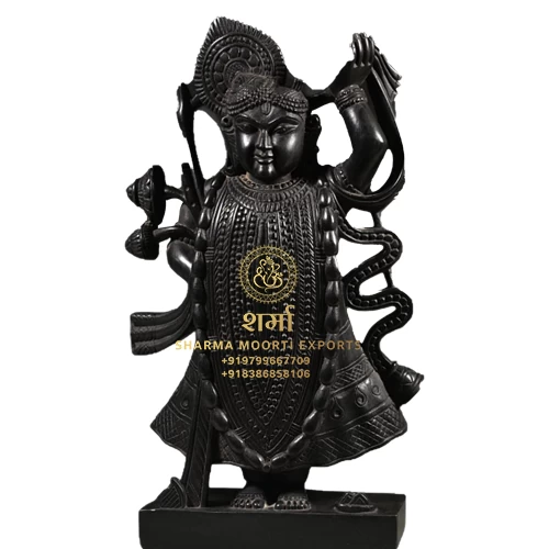 Pure Black Marble Beautiful Shreenath Ji Statue