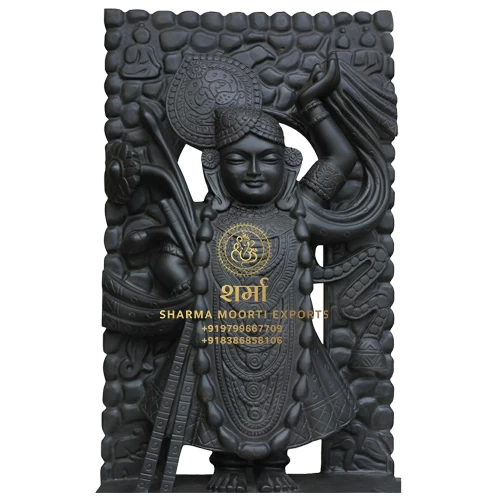 Special Pure Black Marble Beautiful Shreenath Ji Statue