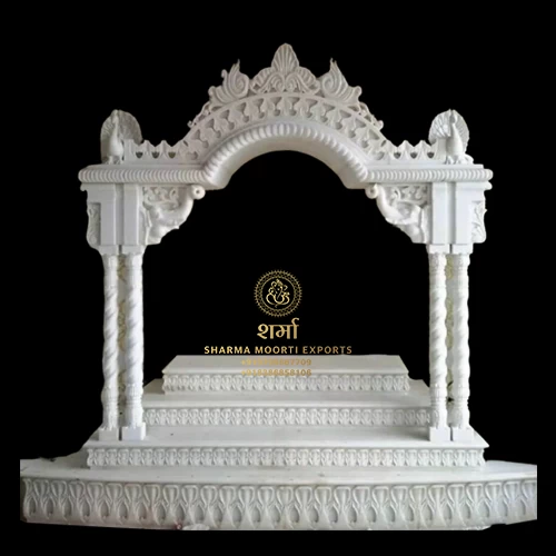 Pure White Makrana Marble Temple For Home