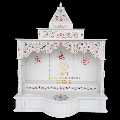 Simple Big Pure White Makrana Marble Temple For Indoor Temple